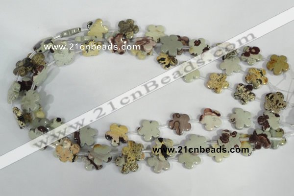 CFG687 15.5 inches 15mm carved flower artistic jasper beads