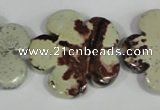 CFG689 15.5 inches 30mm carved flower artistic jasper beads