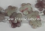 CFG690 15.5 inches 15mm carved flower lilac jasper beads