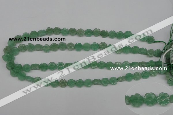 CFG70 15.5 inches 10mm carved flower green aventurine beads