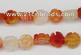 CFG71 15.5 inches 10mm carved flower agate gemstone beads