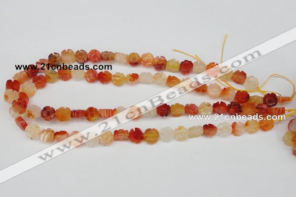 CFG71 15.5 inches 10mm carved flower agate gemstone beads