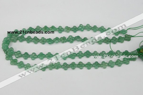 CFG74 15.5 inches 11*11mm carved flower green aventurine beads