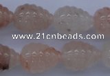 CFG750 15.5 inches 15*20mm carved teardrop natural pink quartz beads
