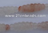 CFG752 15.5 inches 10*30mm carved rice natural pink quartz beads