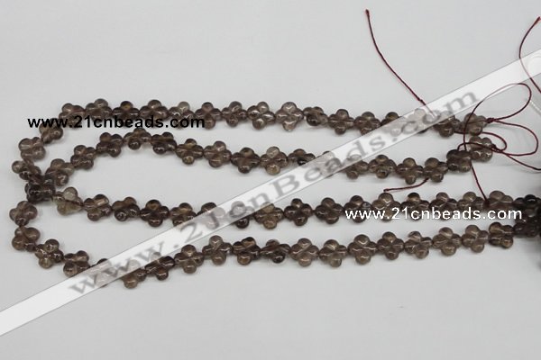 CFG76 15.5 inches 11*11mm carved flower smoky quartz beads