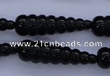 CFG761 15.5 inches 10*35mm carved teardrop black agate beads