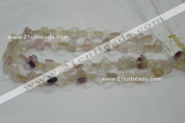 CFG765 15.5 inches 10*15mm carved animal fluorite gemstone beads