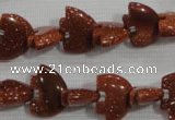 CFG768 15.5 inches 10*15mm carved animal goldstone gemstone beads