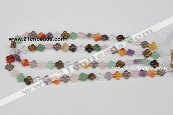 CFG77 15.5 inches 11*11mm carved flower mixed gemstone beads