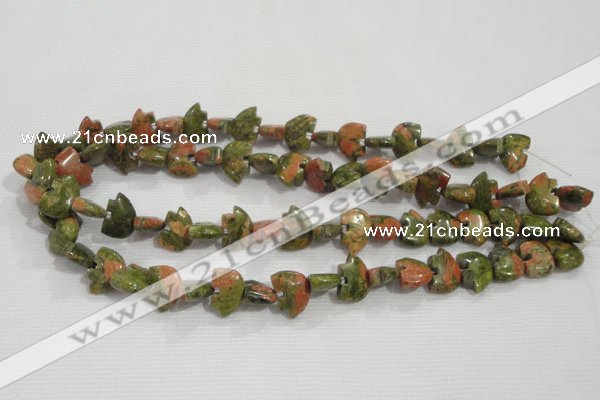 CFG770 15.5 inches 10*15mm carved animal unakite gemstone beads