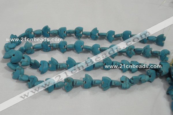 CFG773 15.5 inches 10*15mm carved animal synthetic turquoise beads