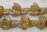 CFG775 15.5 inches 10*15mm carved animal leopard jasper beads