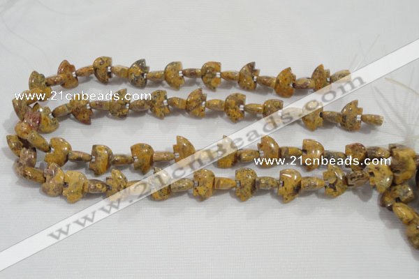 CFG775 15.5 inches 10*15mm carved animal leopard jasper beads