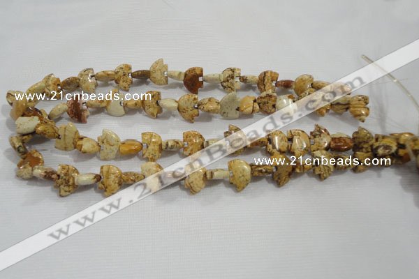 CFG778 15.5 inches 10*15mm carved animal picture jasper beads