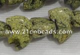 CFG794 12.5 inches 14*18mm carved animal green lace gemstone beads