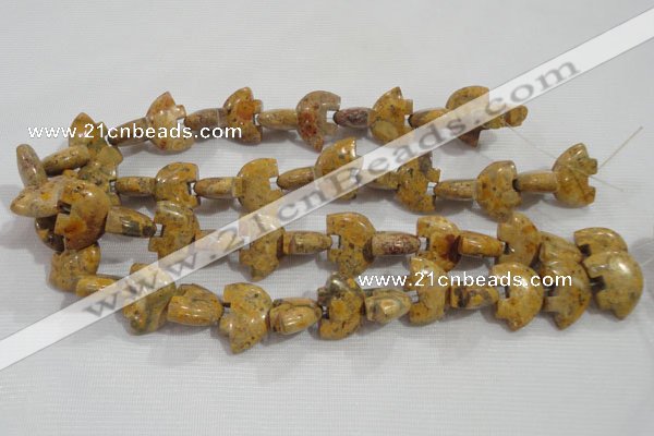 CFG806 12.5 inches 14*18mm carved animal leopard jasper beads