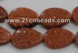 CFG816 12.5 inches 15*20mm carved leaf goldstone beads wholesale