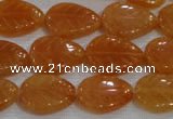 CFG817 12.5 inches 15*20mm carved leaf red aventurine beads wholesale