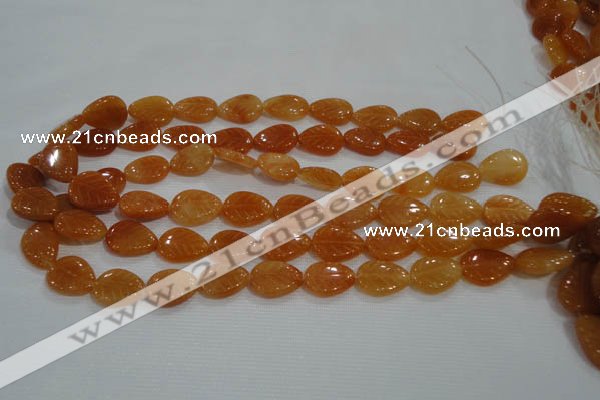 CFG817 12.5 inches 15*20mm carved leaf red aventurine beads wholesale