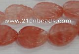 CFG819 12.5 inches 15*20mm carved leaf cherry quartz beads wholesale