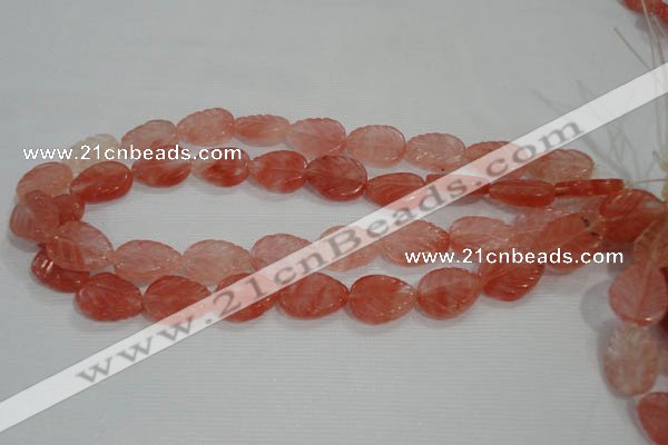 CFG819 12.5 inches 15*20mm carved leaf cherry quartz beads wholesale