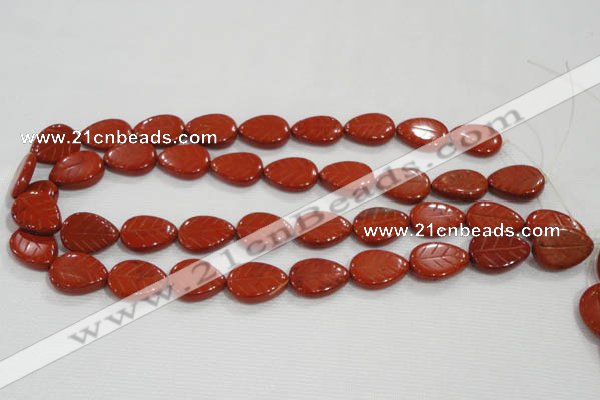 CFG822 12.5 inches 15*20mm carved leaf red jasper beads wholesale