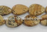 CFG823 12.5 inches 15*20mm carved leaf picture jasper beads wholesale