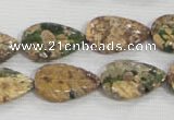 CFG824 12.5 inches 15*20mm carved leaf ocean stone beads wholesale