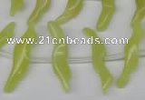 CFG850 Top-drilled 6*20mm carved animal yellow jade beads