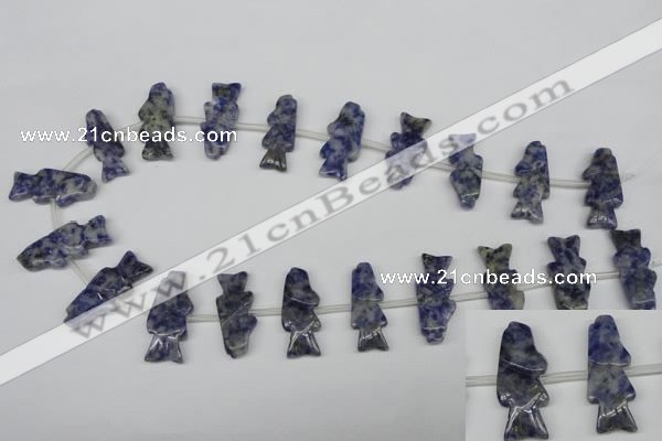 CFG851 Top-drilled 10*26mm carved animal sodalite gemstone beads