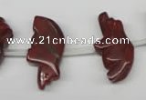 CFG857 Top-drilled 12*24mm carved animal red jasper beads