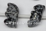 CFG859 Top-drilled 10*20mm carved animal snowflake obsidian beads