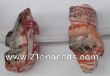 CFG863 Top-drilled 12*18mm carved animal red zebra jasper beads