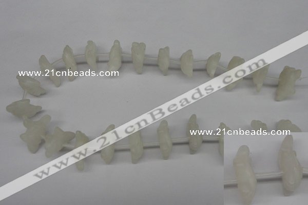 CFG865 Top-drilled 14*20mm carved animal white jade gemstone beads