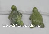 CFG866 Top-drilled 18*27mm carved animal olive jade gemstone beads