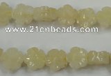 CFG880 15.5 inches 10mm carved flower yellow jade gemstone beads