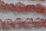 CFG884 15.5 inches 12mm carved flower cherry quartz beads