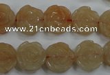 CFG888 15.5 inches 14mm carved flower red aventurine beads