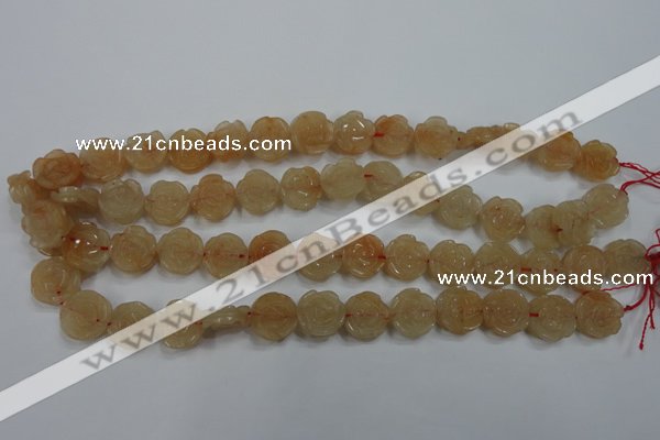 CFG888 15.5 inches 14mm carved flower red aventurine beads