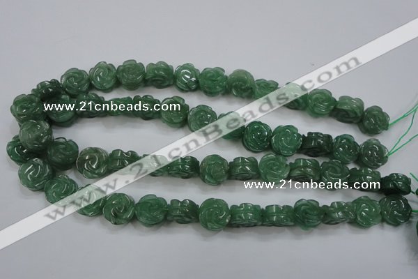 CFG889 15.5 inches 14mm carved flower green aventurine beads