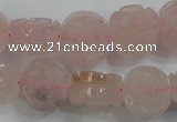 CFG890 15.5 inches 14mm carved flower rose quartz gemstone beads