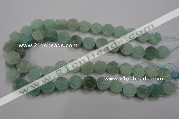 CFG892 15.5 inches 14mm carved flower amazonite gemstone beads