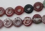 CFG902 15.5 inches 12mm carved coin donut Indian agate beads