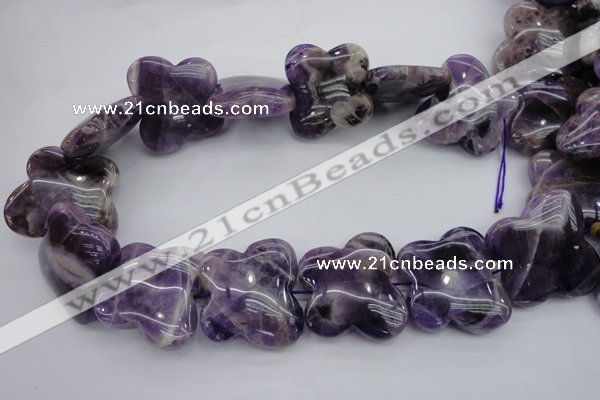 CFG916 15.5 inches 30*33mm carved butterfly dogtooth amethyst beads