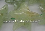 CFG920 30*33mm faceted & carved star green rutilated quartz beads