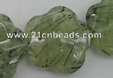 CFG923 32*33mm faceted & carved flower green rutilated quartz beads