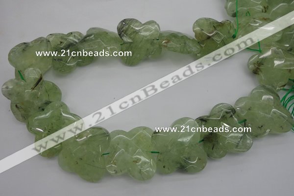 CFG926 30*33mm faceted & carved butterfly green rutilated quartz beads