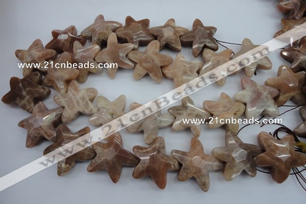 CFG929 15.5 inches 30*33mm faceted & carved star moonstone beads