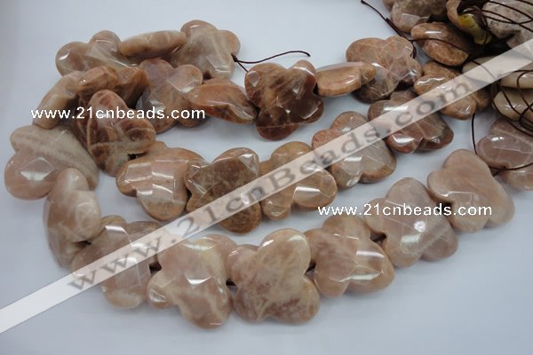 CFG933 15.5 inches 30*33mm faceted & carved butterfly moonstone beads